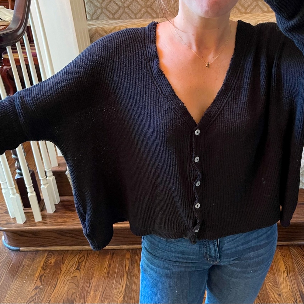 Urban Outfitters waffle henley, button front and long sleeved, size M